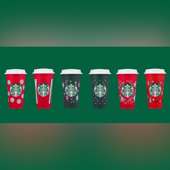♥️NEW💚Starbucks Holiday Color Changing Reusable Hot Cups Box Set of 6 - Picture 2 of 7